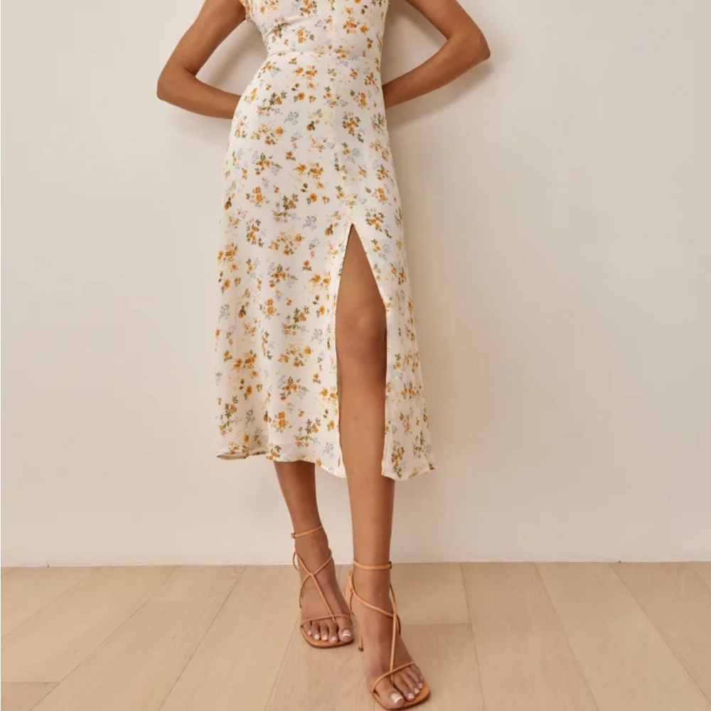 Reformation Wellfleet Midi Dress White Floral